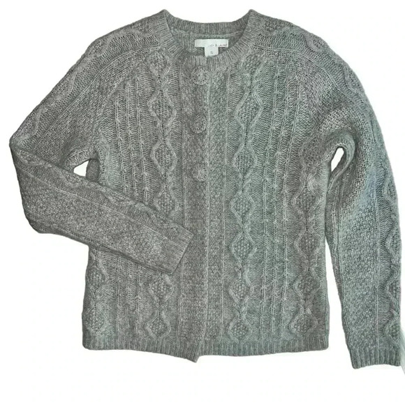 Gray 3 crocheted covered snap closure cardigan size small - Picture 1 of 10